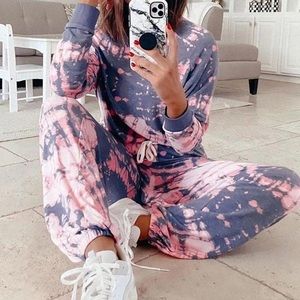 Pink & Grey Tie Dye Lounge Set